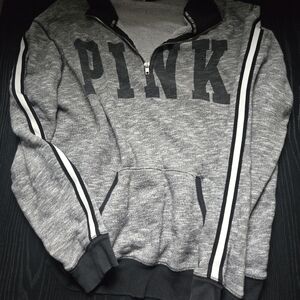 Victoria's Secret Gray and Black Zip-Up Sweater